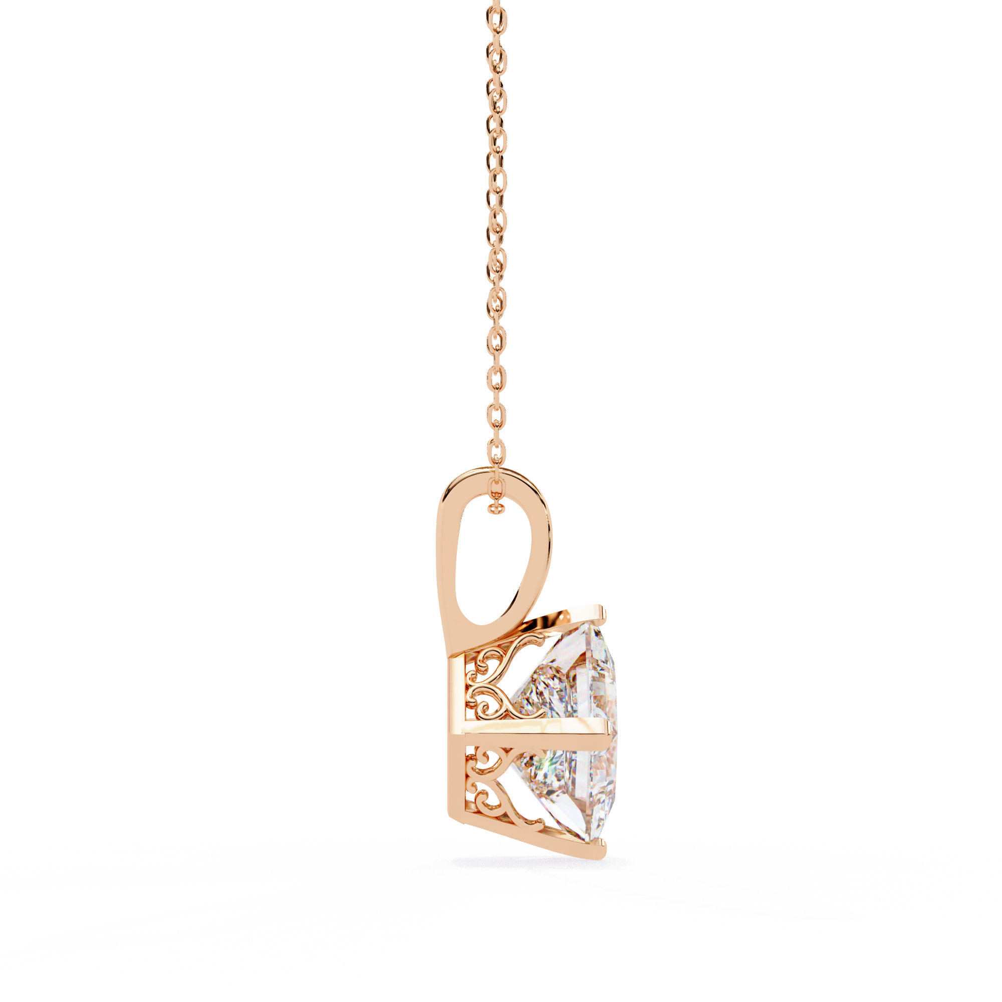 Princess Cut Diamond Solitaire Pendant