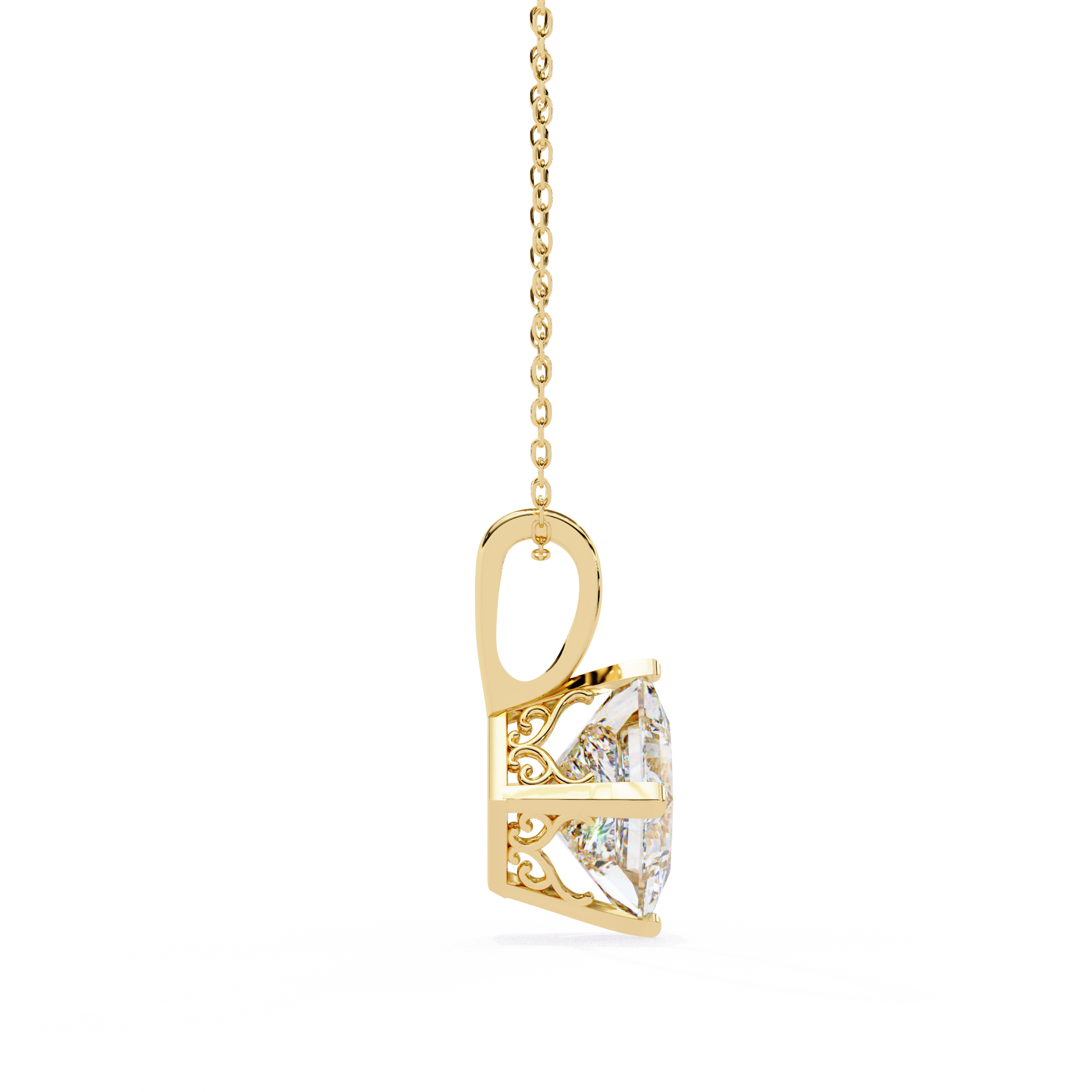 Princess Cut Diamond Solitaire Pendant