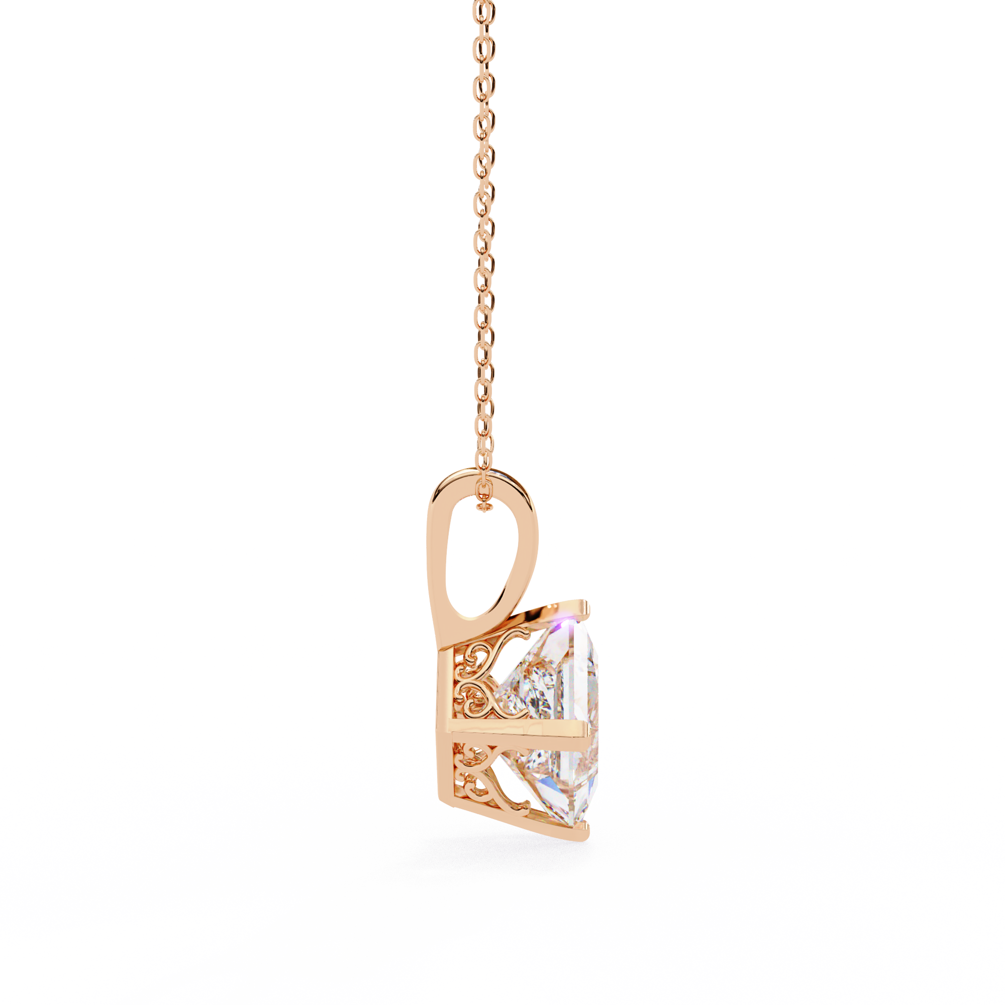 Princess Cut Diamond Solitaire Pendant