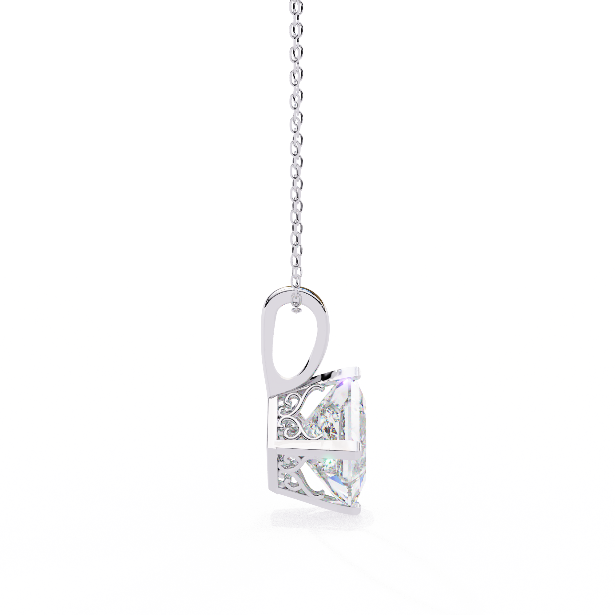 Princess Cut Diamond Solitaire Pendant