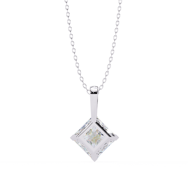 Princess Cut Lab Grown Diamond Solitaire Pendant