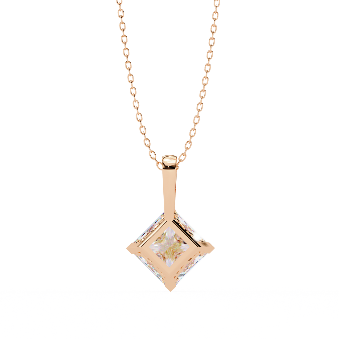 Princess Cut Diamond Solitaire Pendant