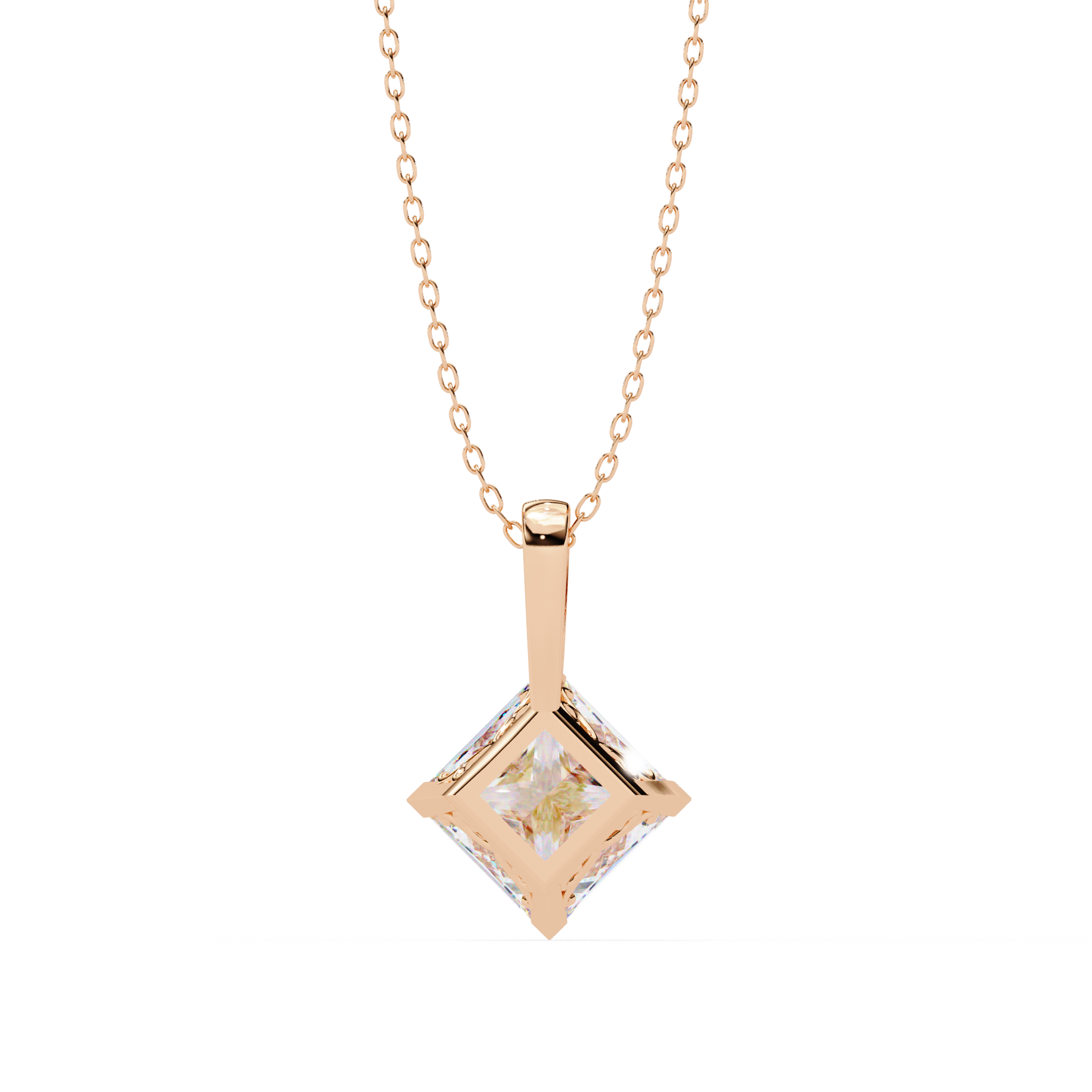 Princess Cut Diamond Solitaire Pendant