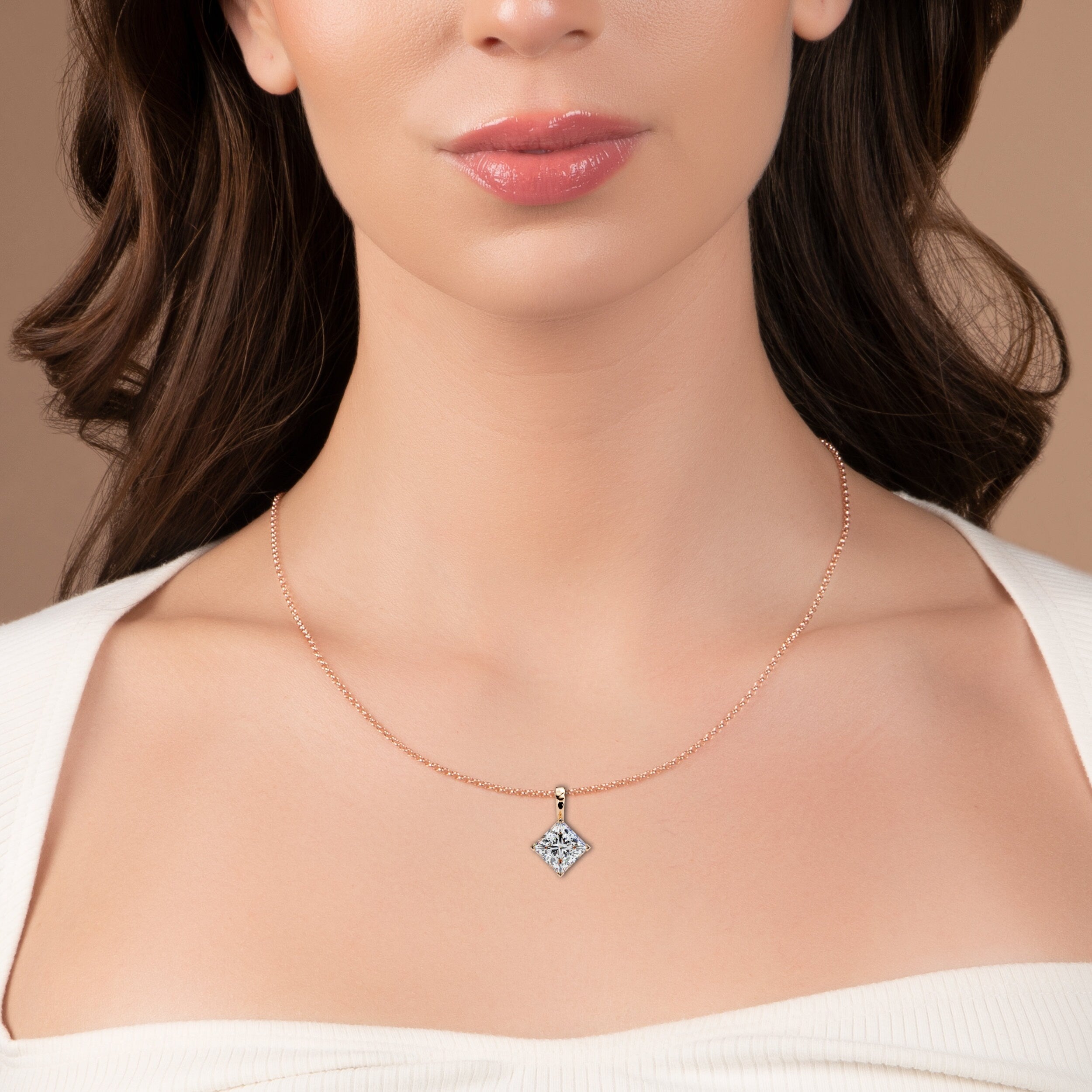 Princess Cut Diamond Solitaire Pendant