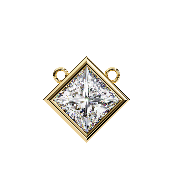 Bezel Set Princess Lab Grown Diamond Pendant with chain