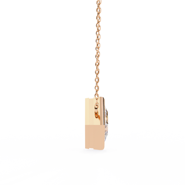 Bezel Set Princess Lab Grown Diamond Pendant with chain