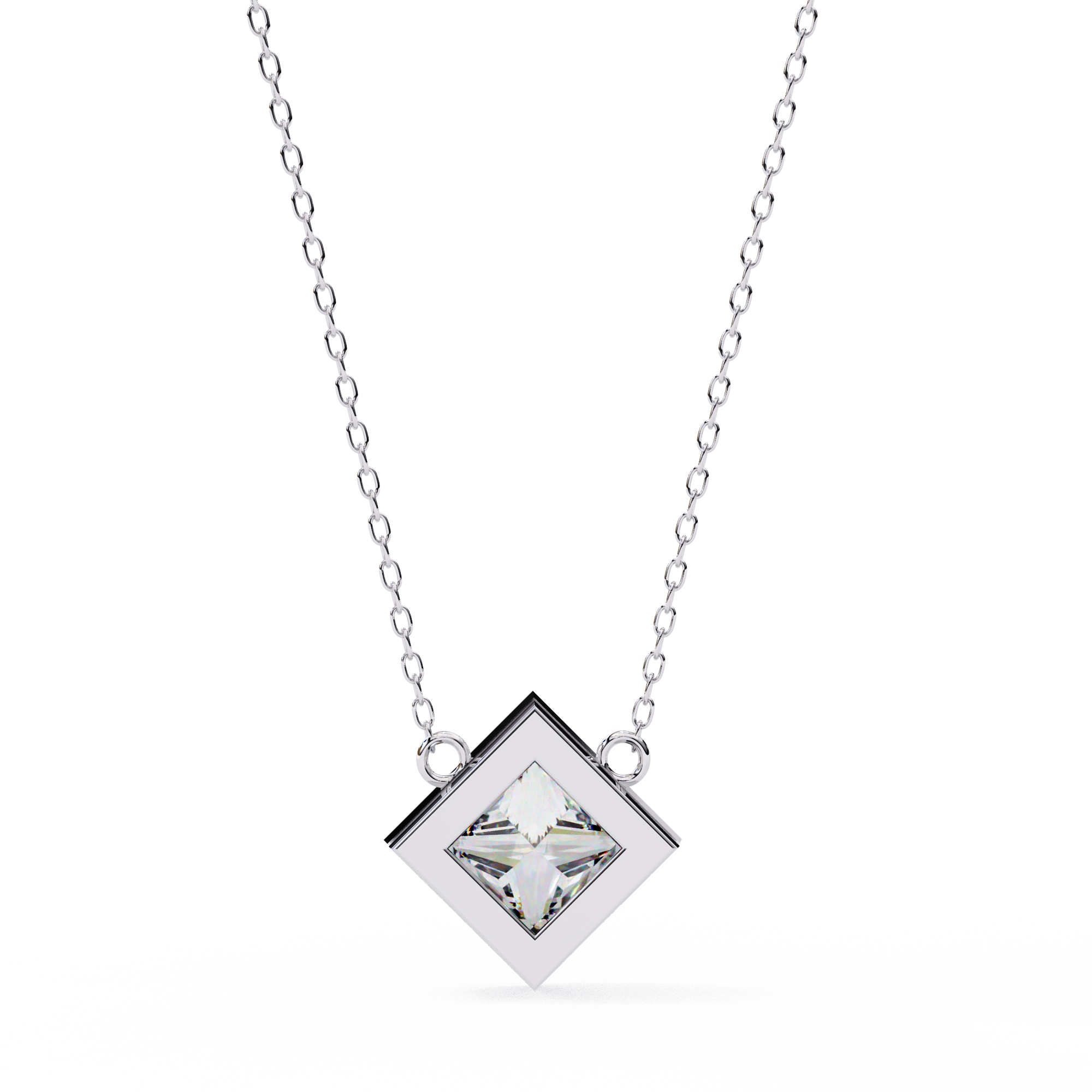 Bezel Set Diamond Necklace