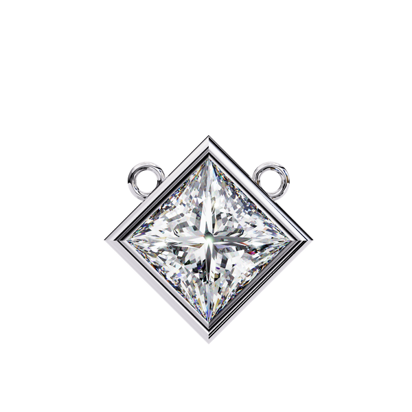 Bezel Set Princess Lab Grown Diamond Pendant with chain