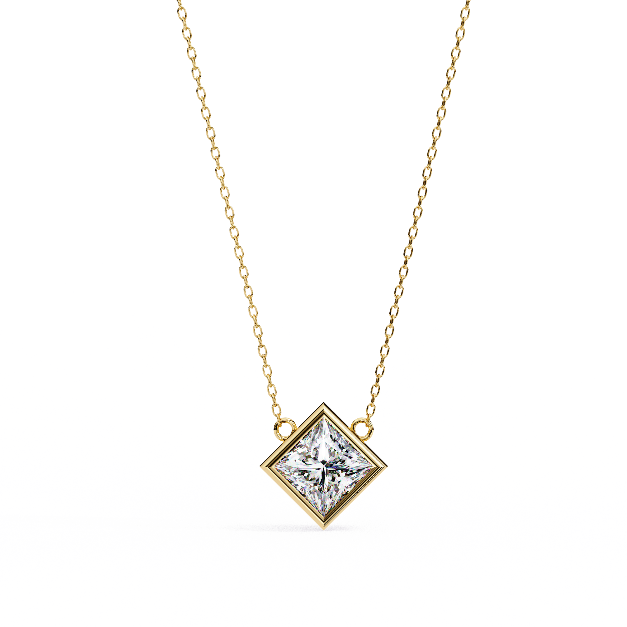 Bezel Set Diamond Necklace