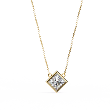 Bezel Set Princess Lab Grown Diamond Pendant with chain