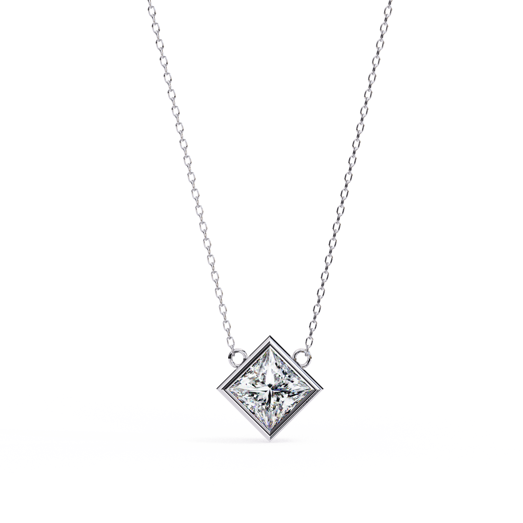 Bezel Set Diamond Necklace