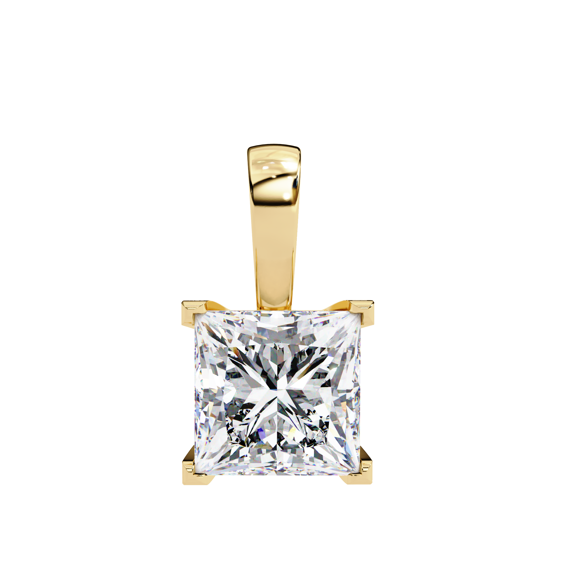 Sparkling Princess Cut Diamond Pendant Necklace
