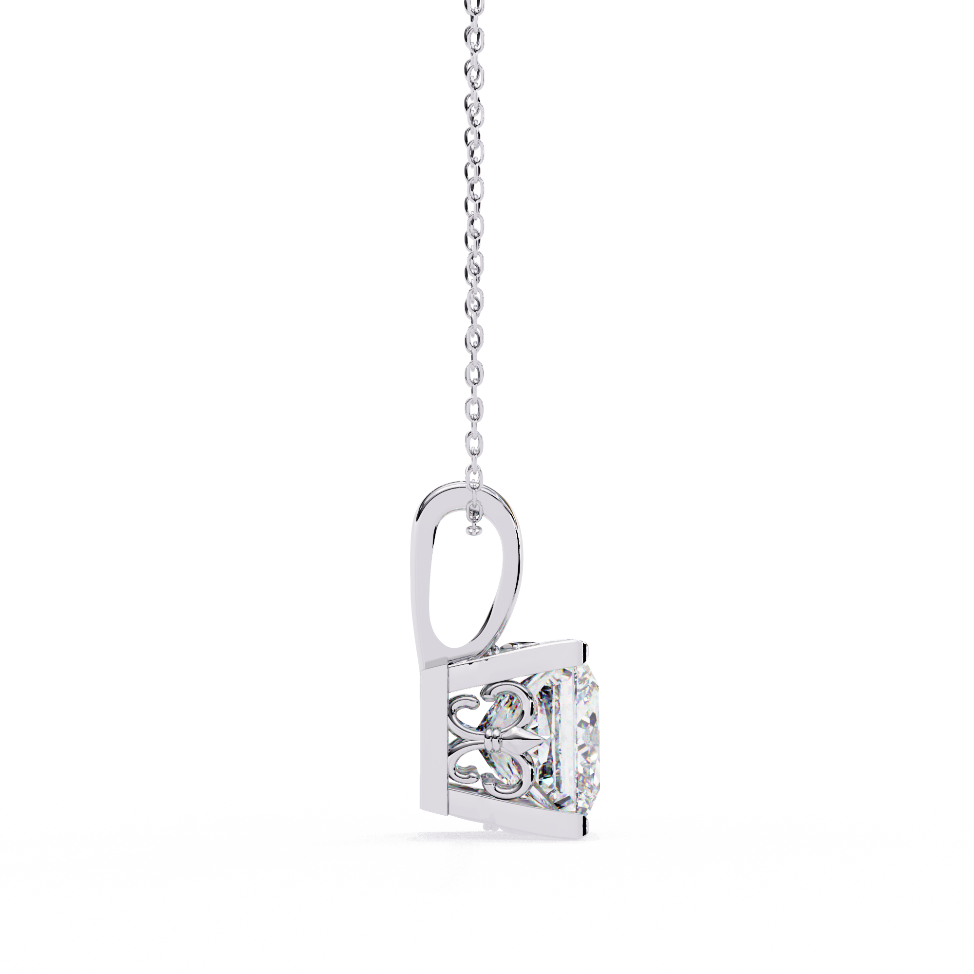 Sparkling Princess Cut Diamond Pendant Necklace