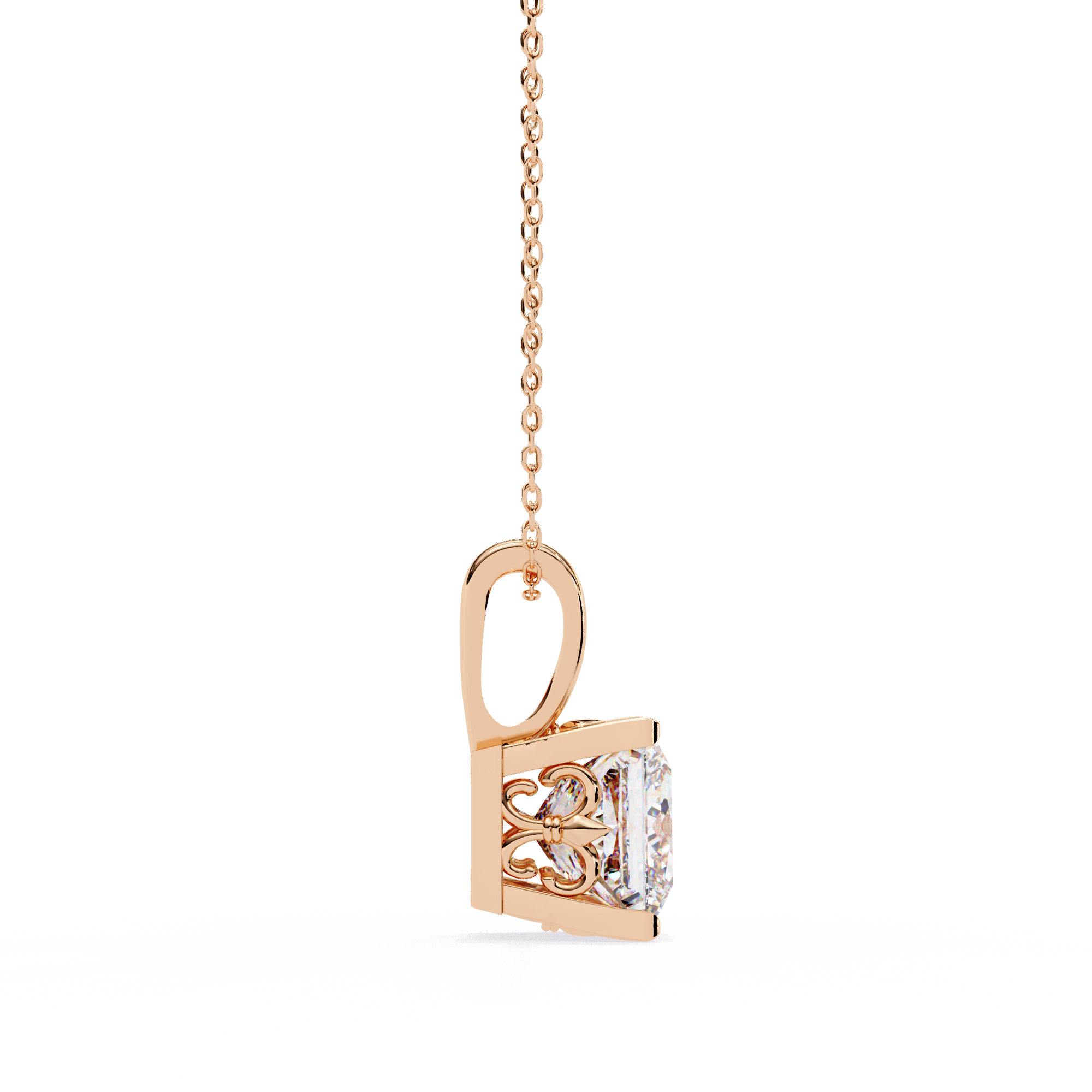 Sparkling Princess Cut Diamond Pendant Necklace