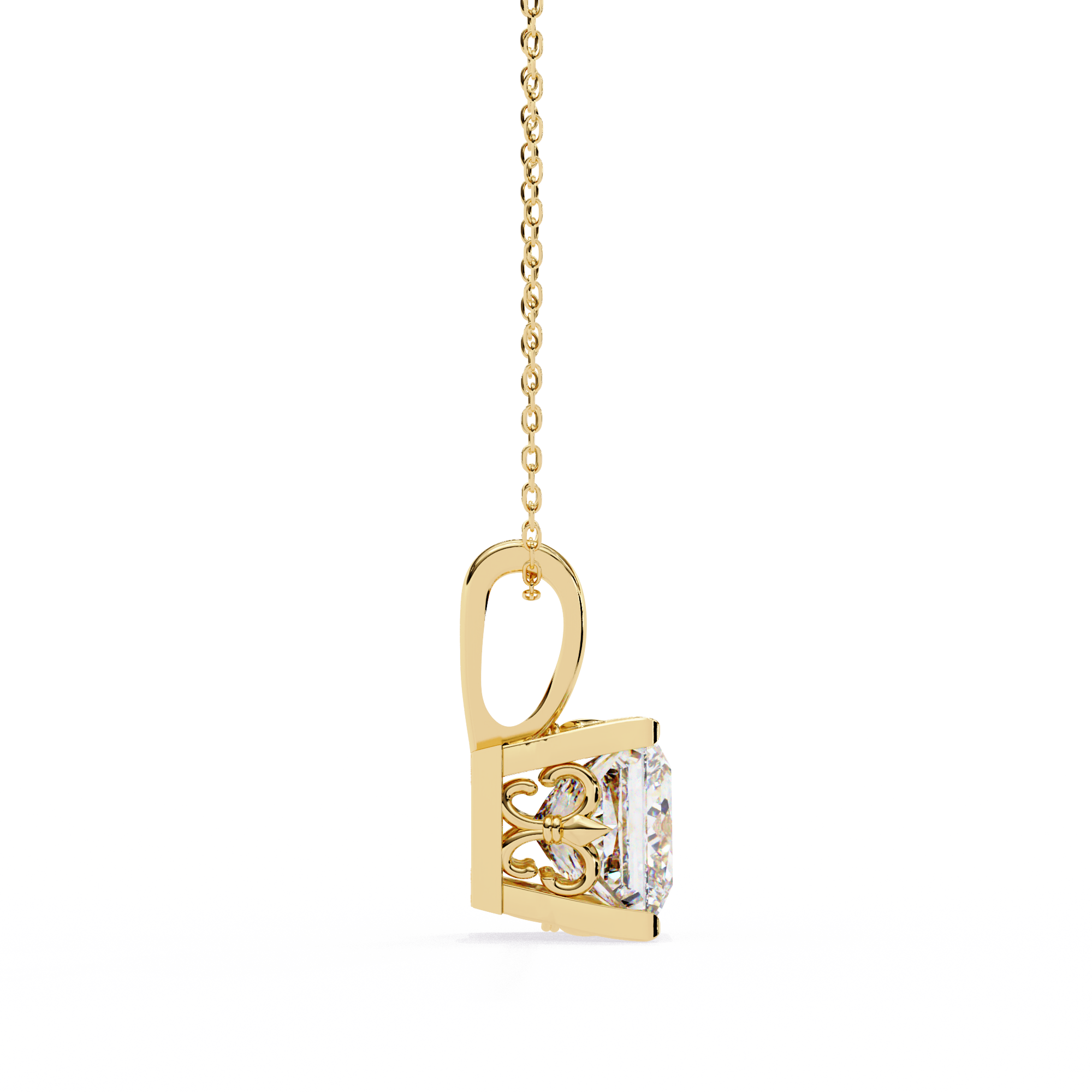 Sparkling Princess Cut Diamond Pendant Necklace