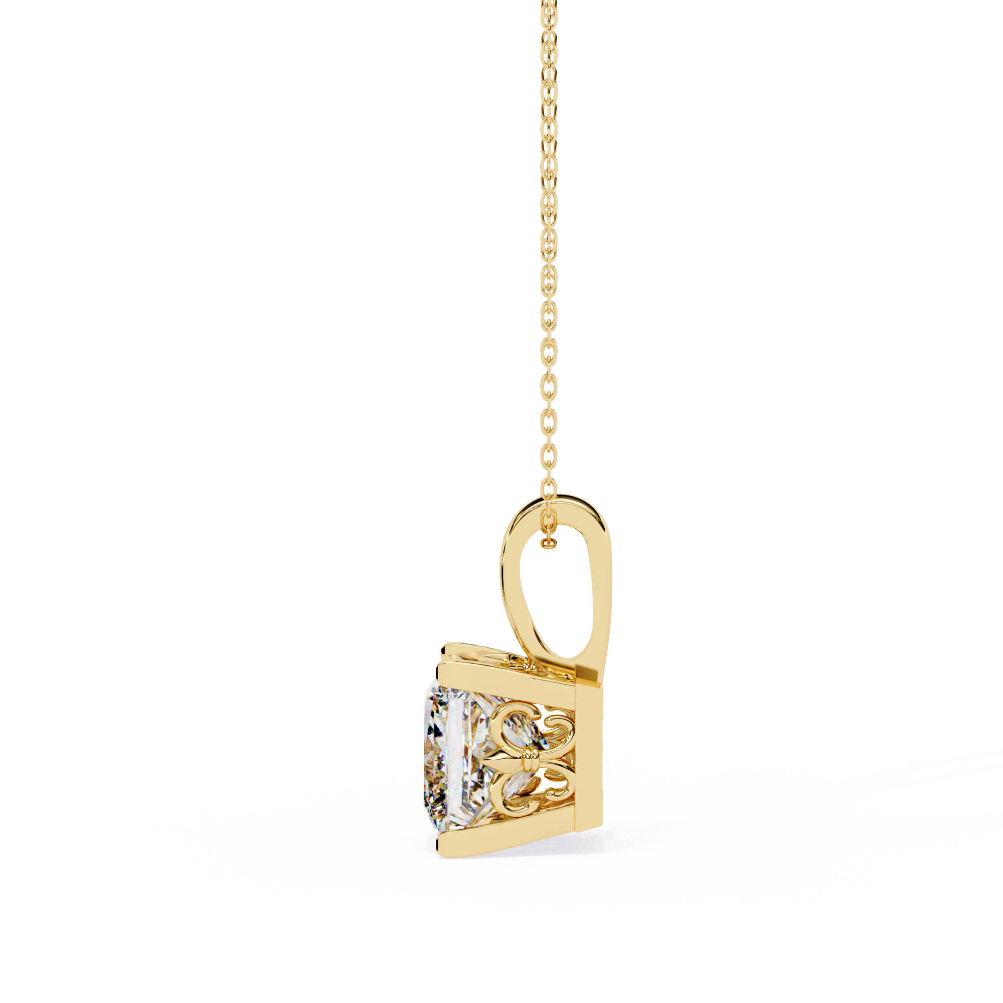 Sparkling Princess Cut Diamond Pendant Necklace