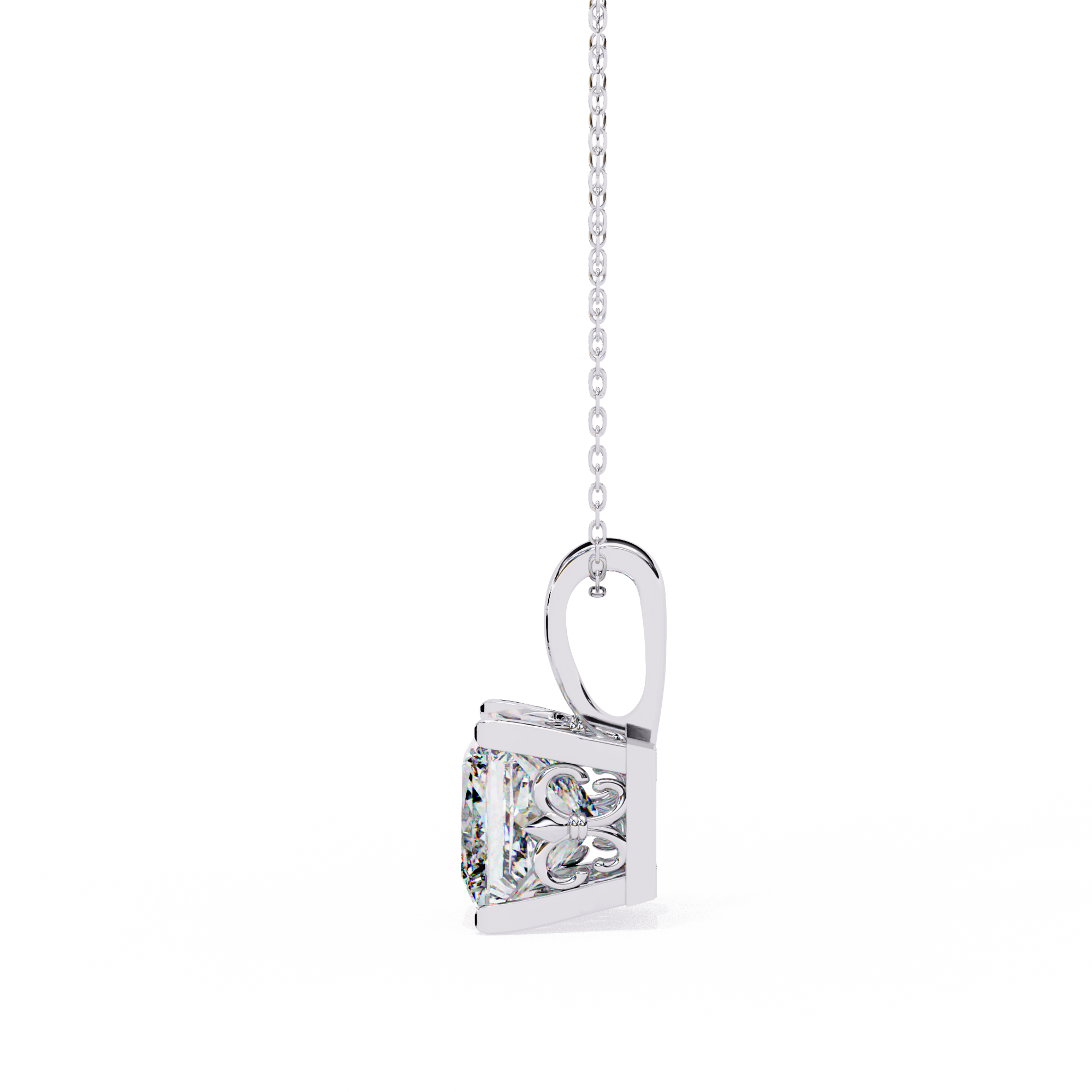 Sparkling Princess Cut Diamond Pendant Necklace