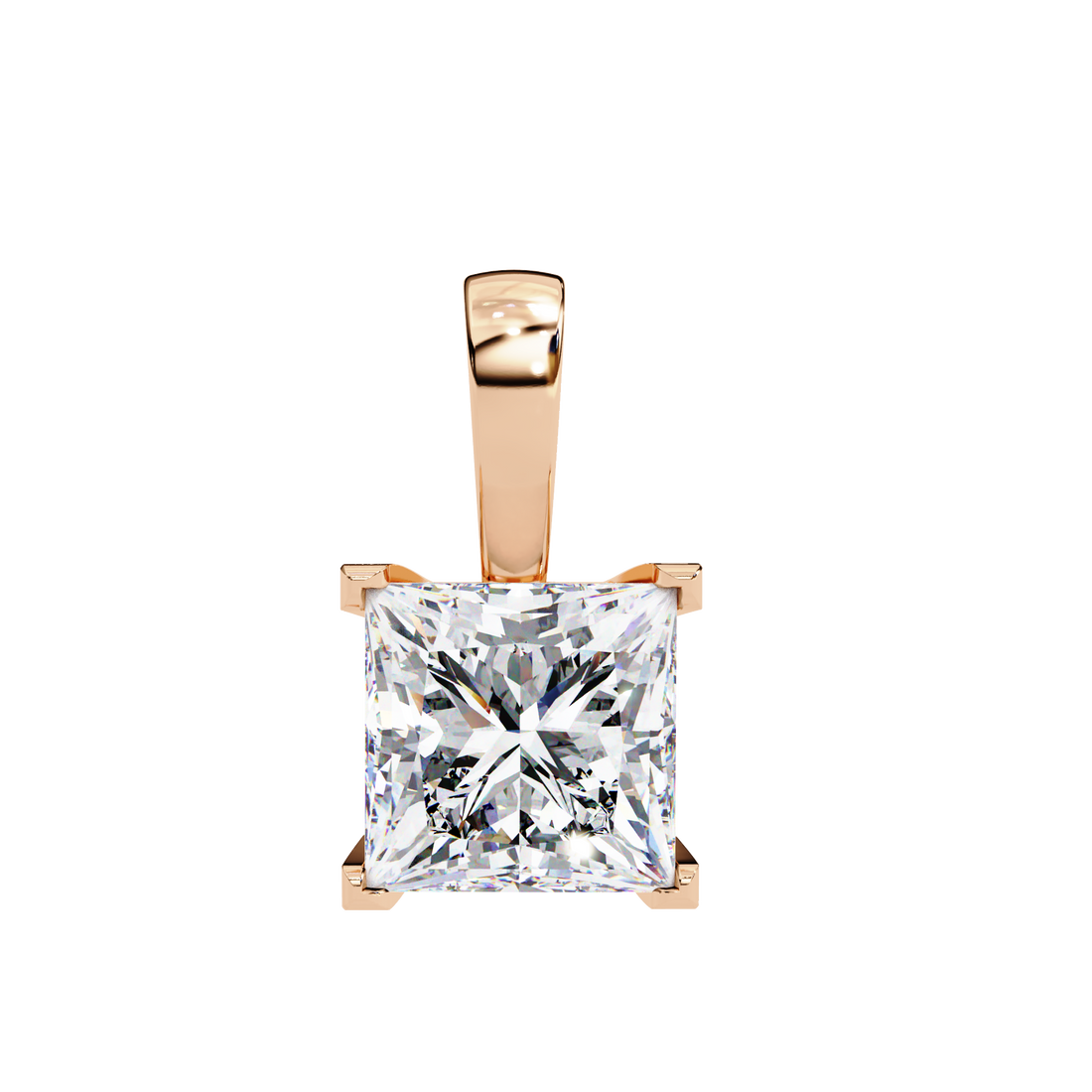 Sparkling Princess Cut Diamond Pendant Necklace