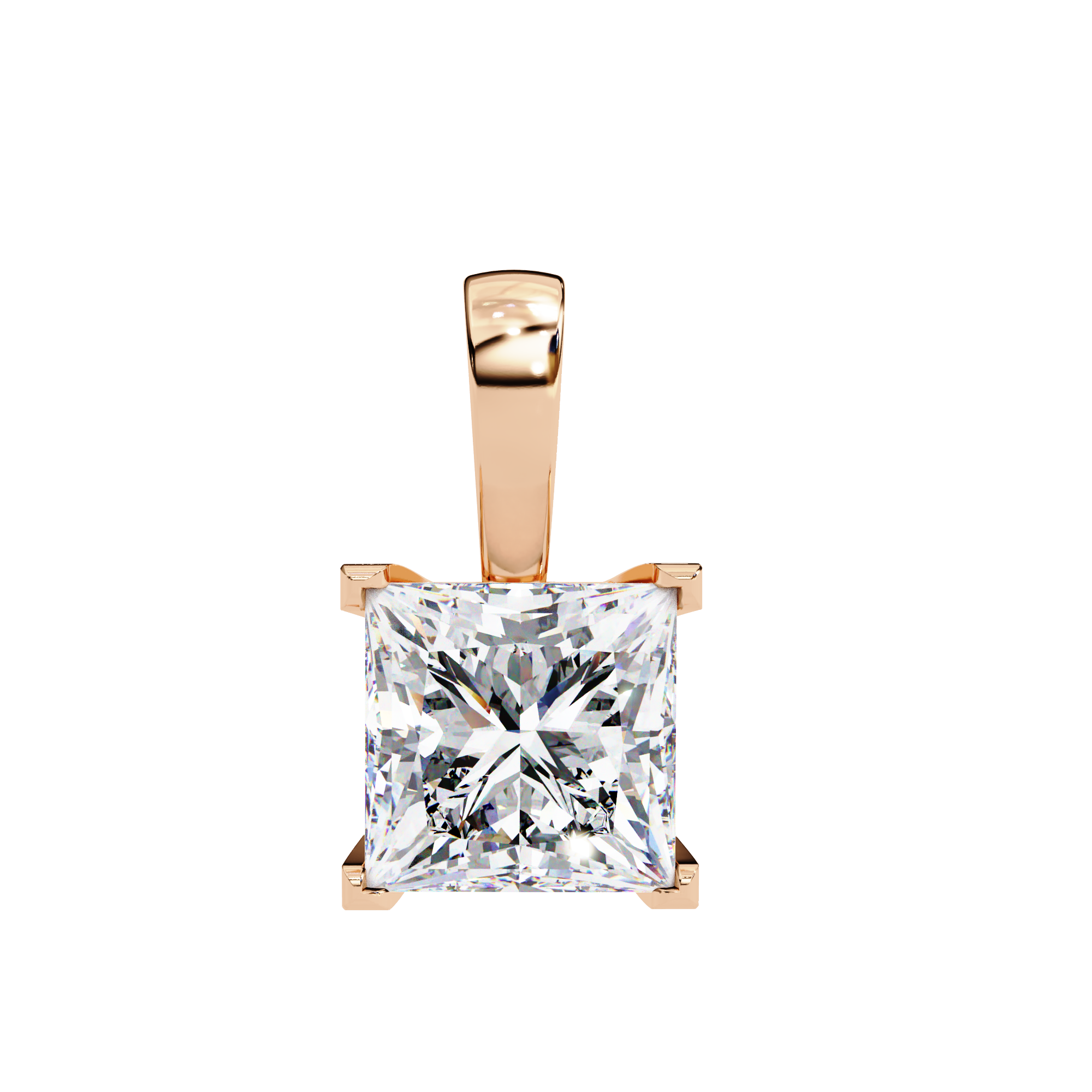 Sparkling Princess Cut Diamond Pendant Necklace