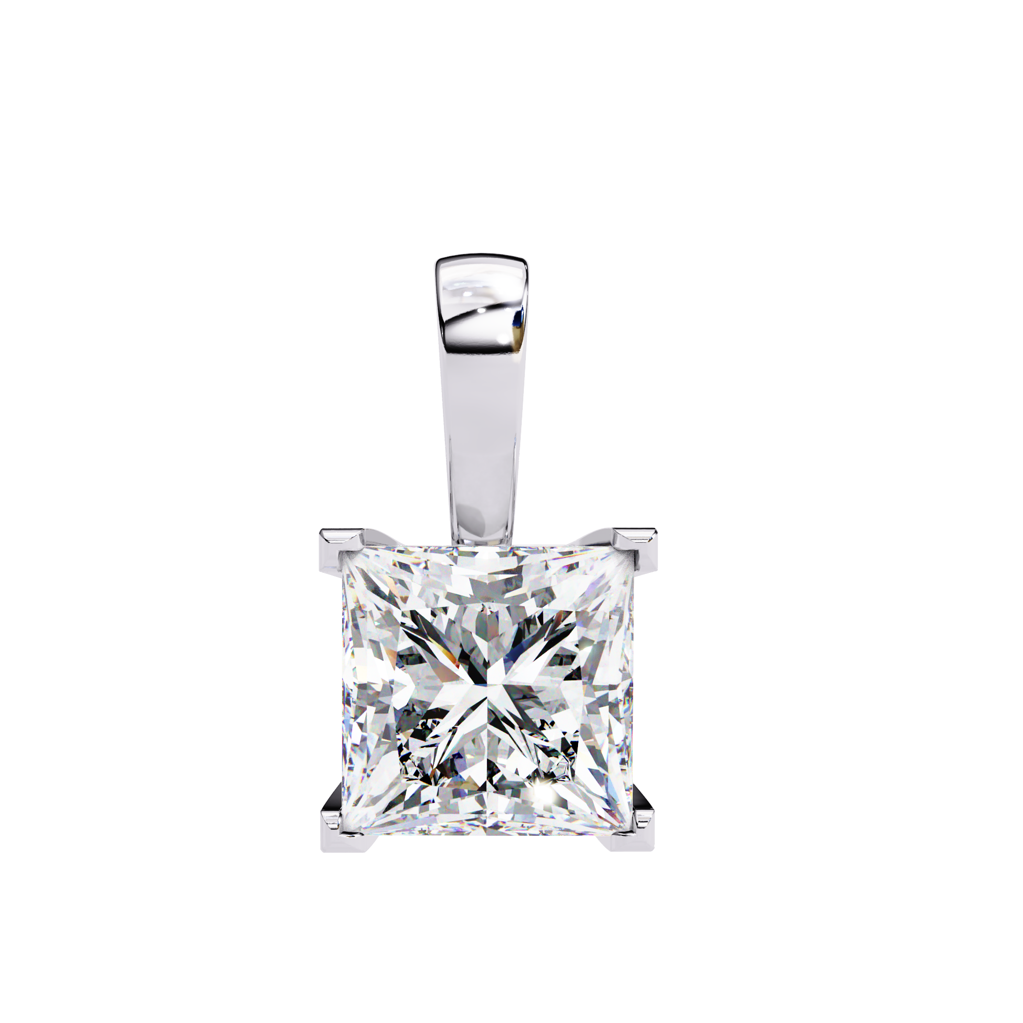 Sparkling Princess Cut Diamond Pendant Necklace