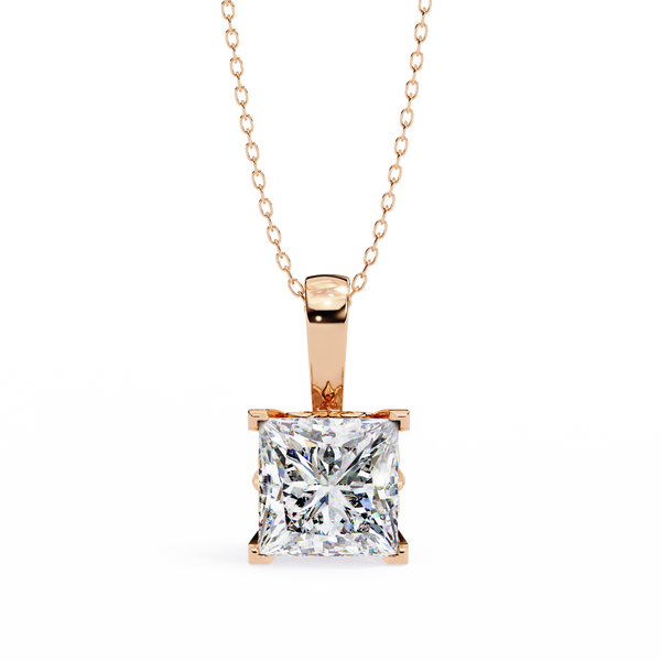 Sparkling Princess Cut Lab Grown Diamond Pendant