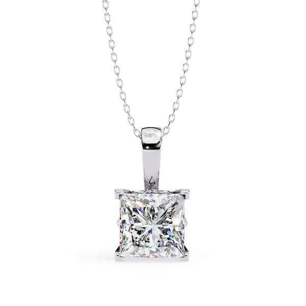 Sparkling Princess Cut Lab Grown Diamond Pendant