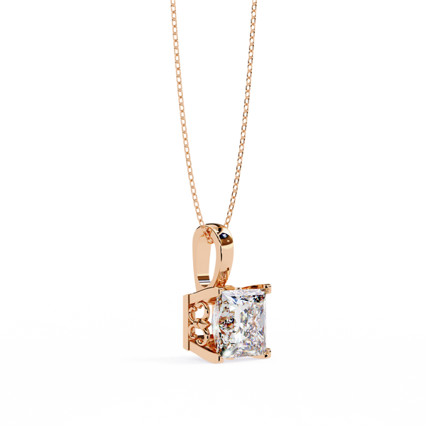 Sparkling Princess Cut Lab Grown Diamond Pendant