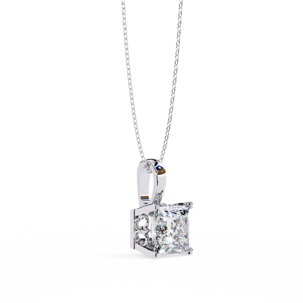 Sparkling Princess Cut Lab Grown Diamond Pendant