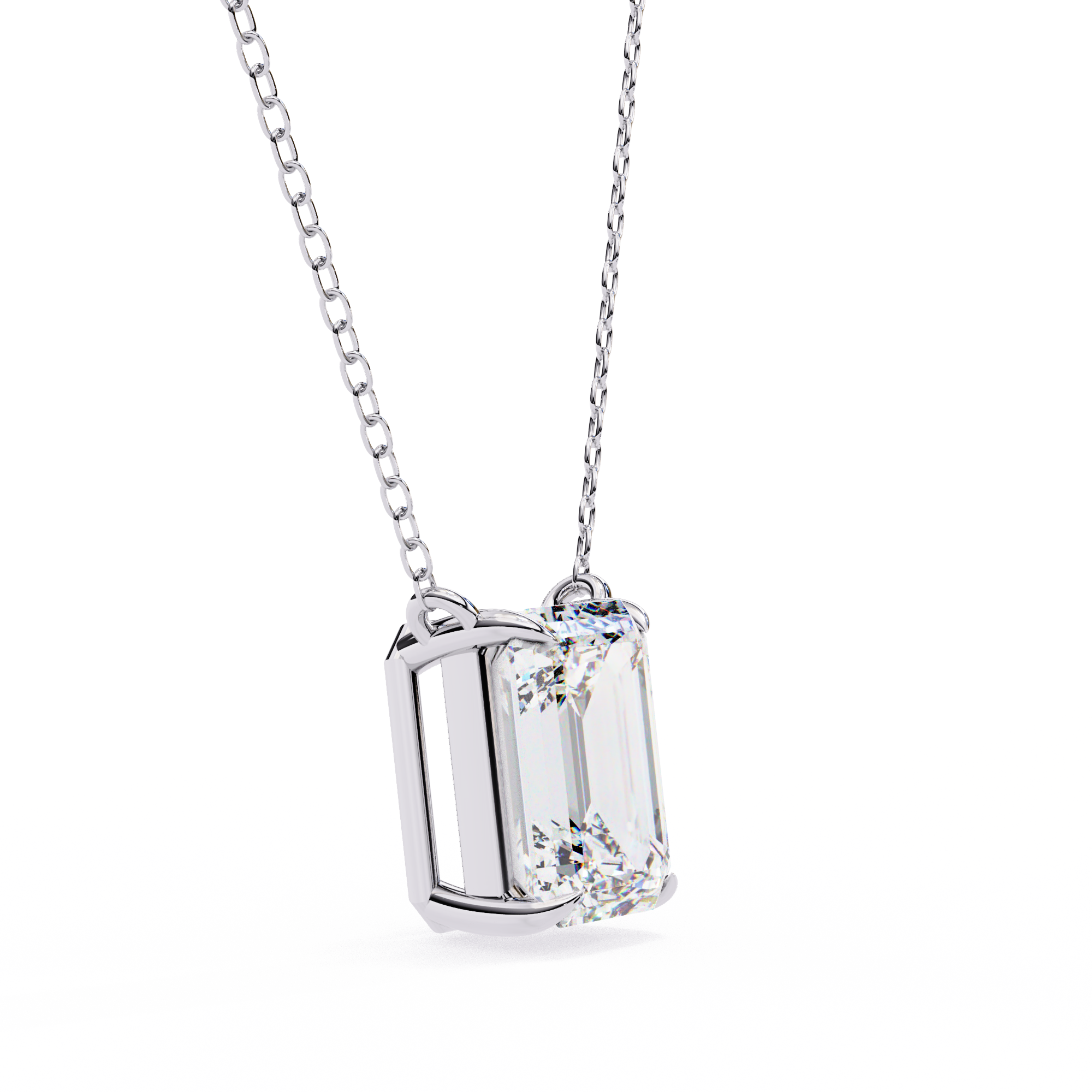 Minimalist Emerald Cut Diamond Necklace