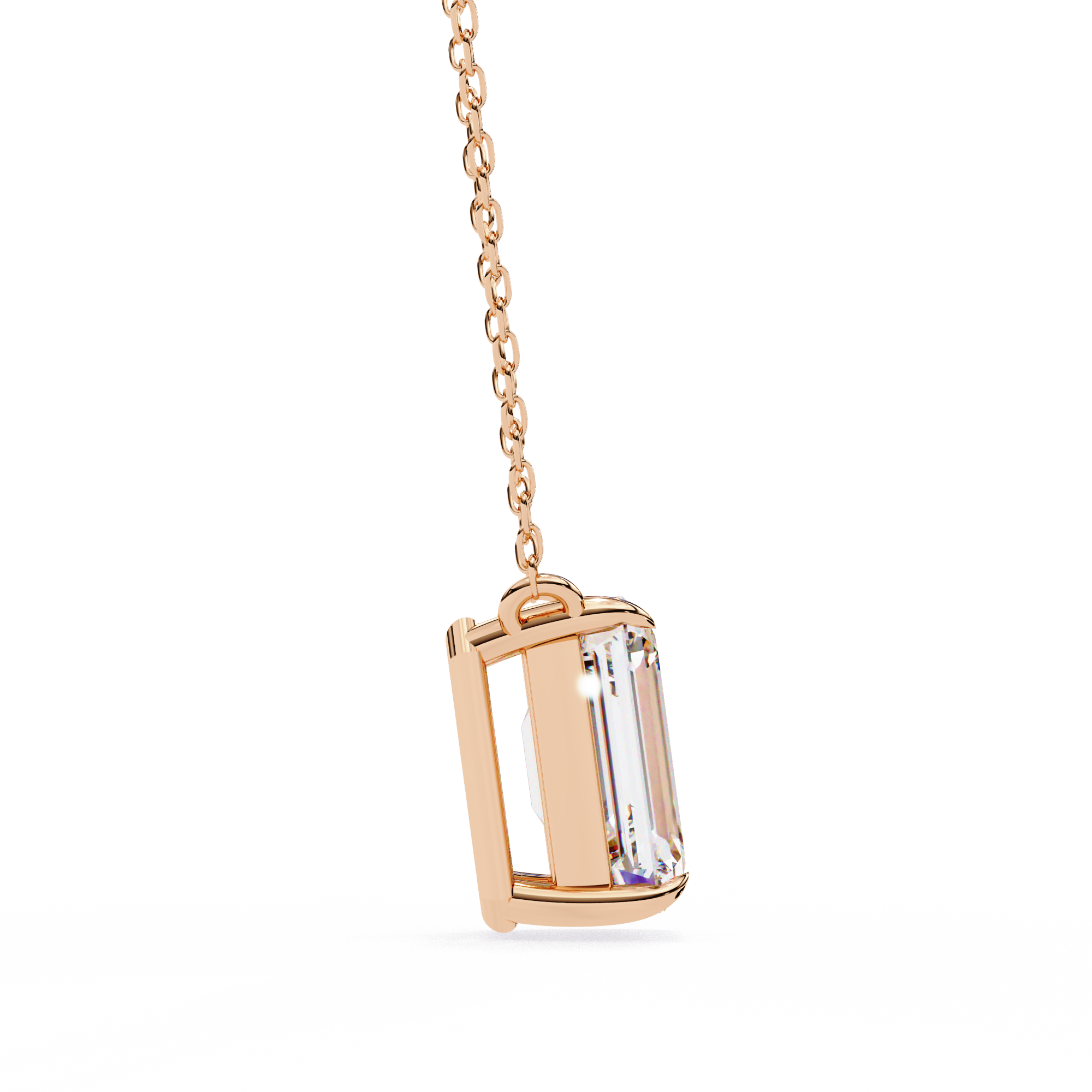 Minimalist Emerald Cut Diamond Necklace
