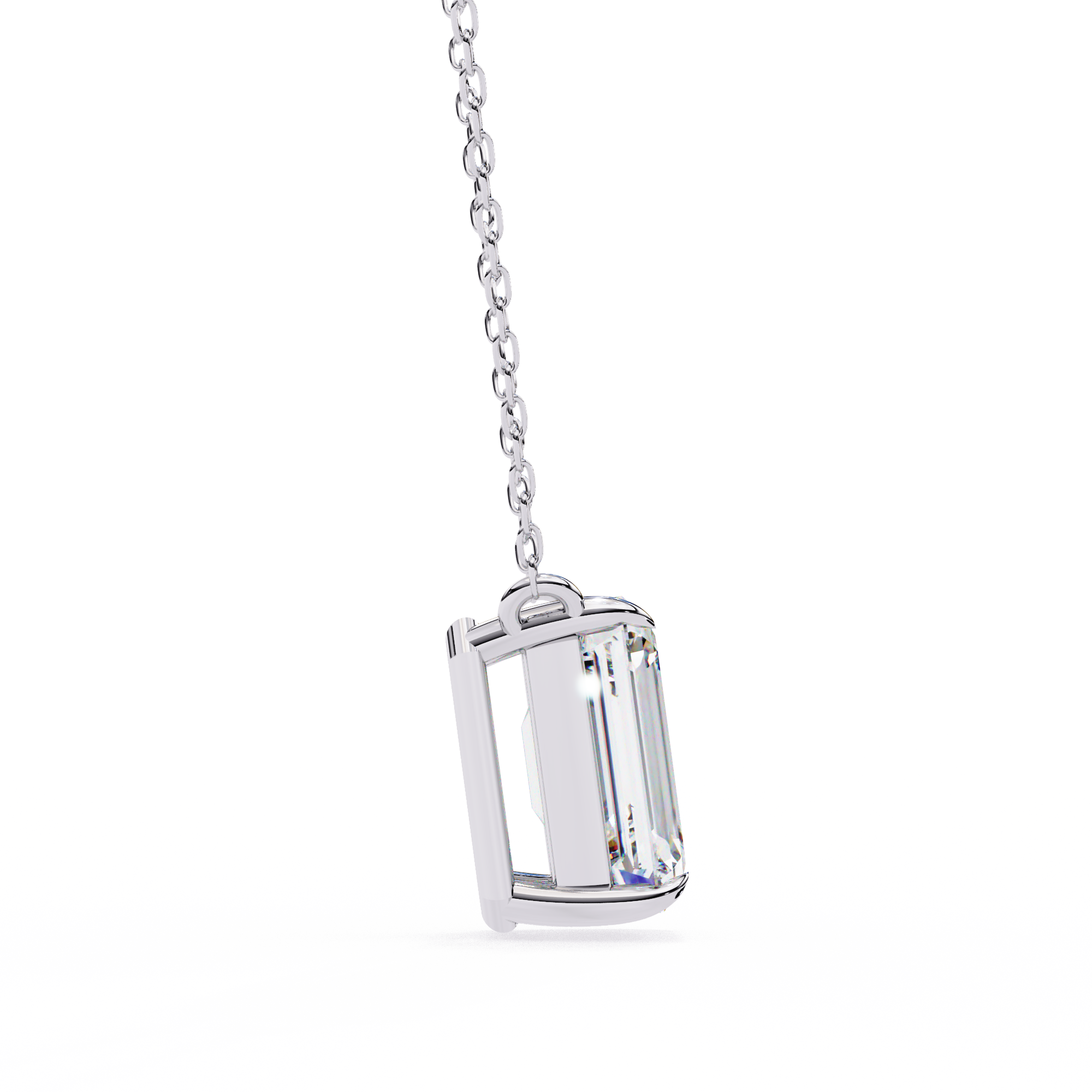 Minimalist Emerald Cut Diamond Necklace