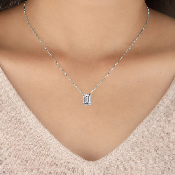 Minimalist Emerald Cut Lab Grown Diamond Necklace