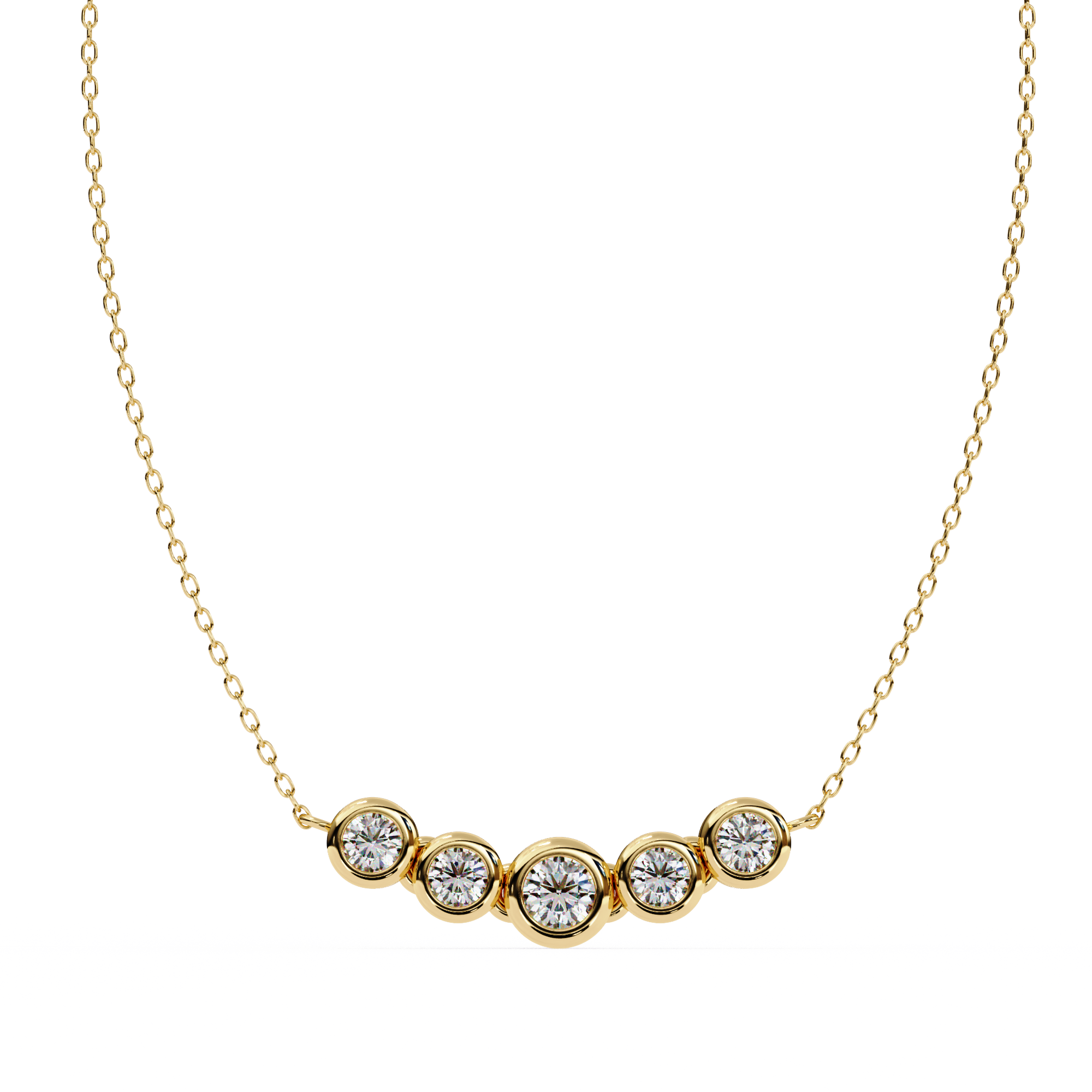 Gold Curved Diamond Bar Necklace