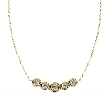Gold Curved Lab Grown Diamond Bar Necklace
