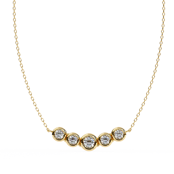 Gold Curved Lab Grown Diamond Bar Necklace