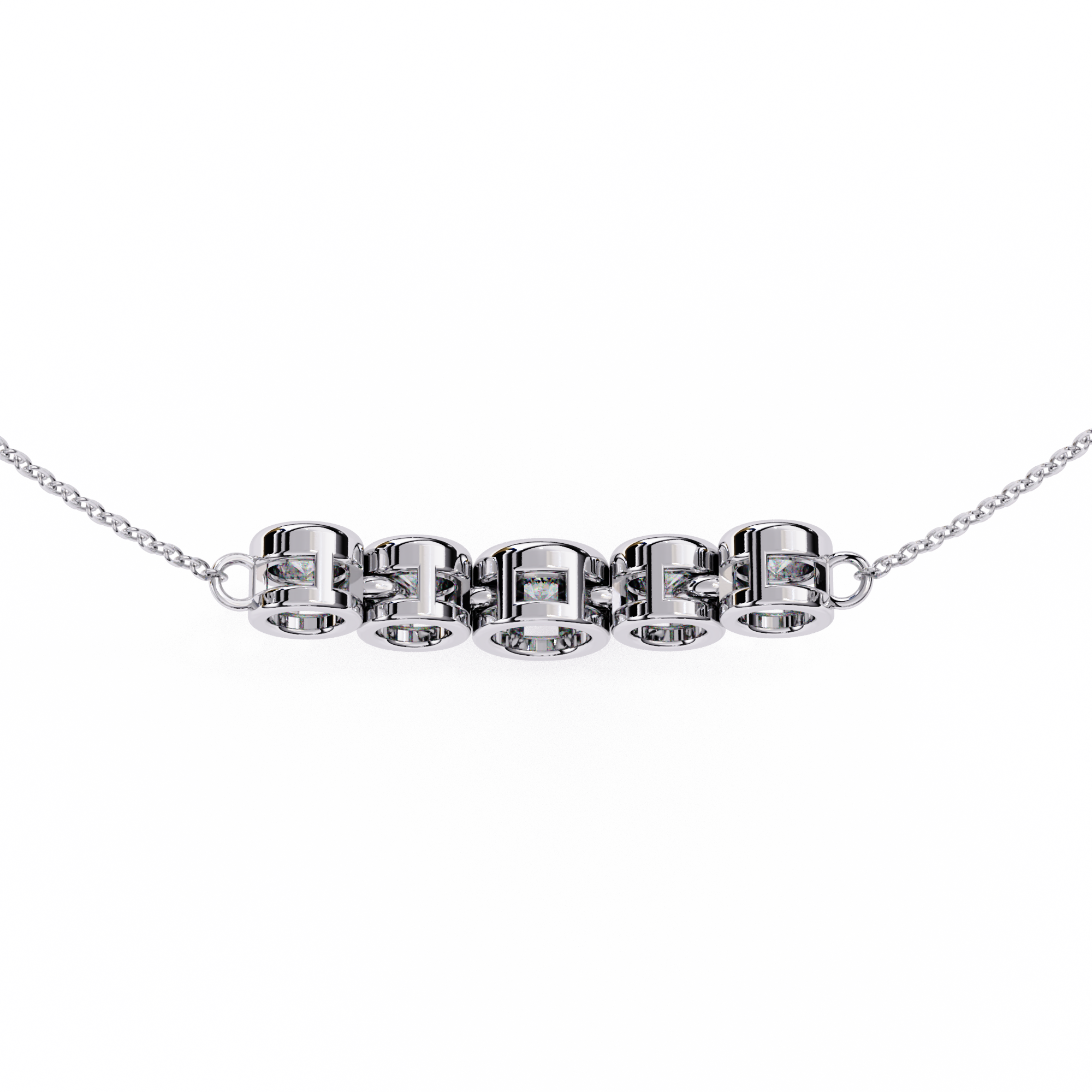Gold Curved Diamond Bar Necklace