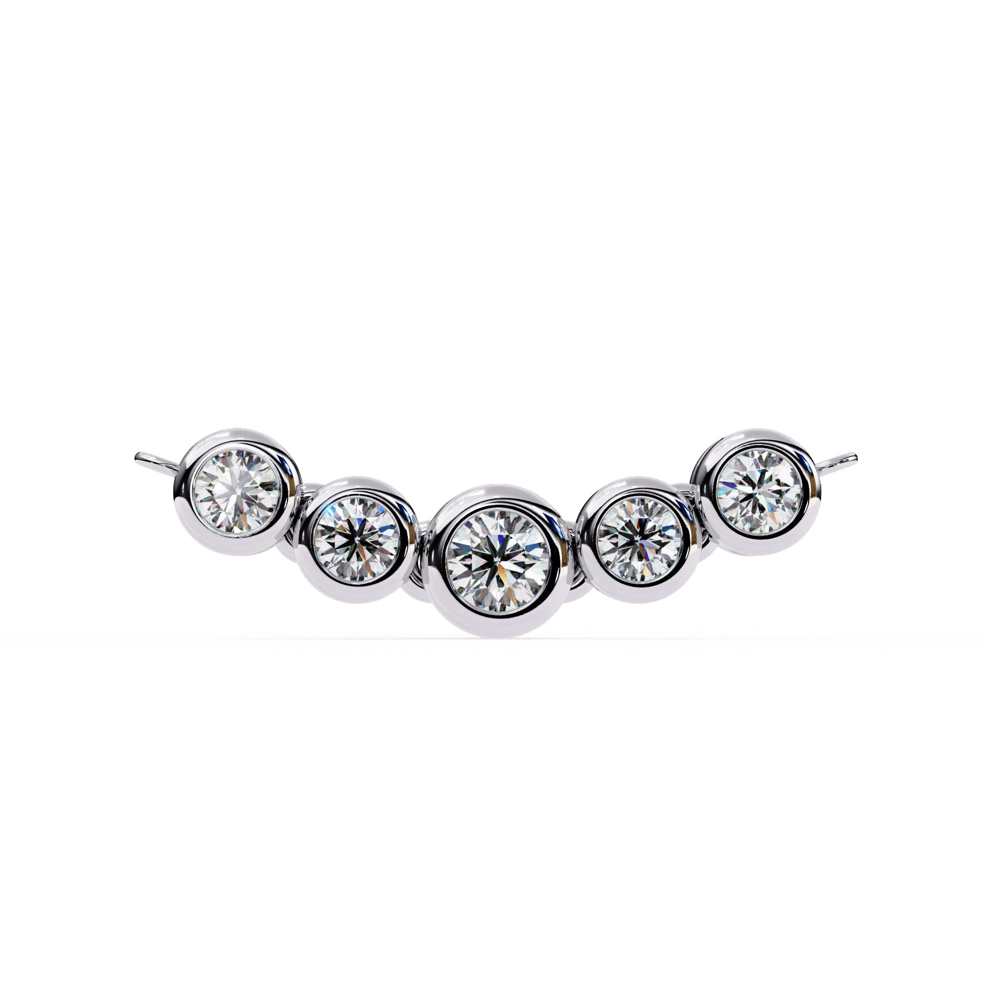Gold Curved Diamond Bar Necklace