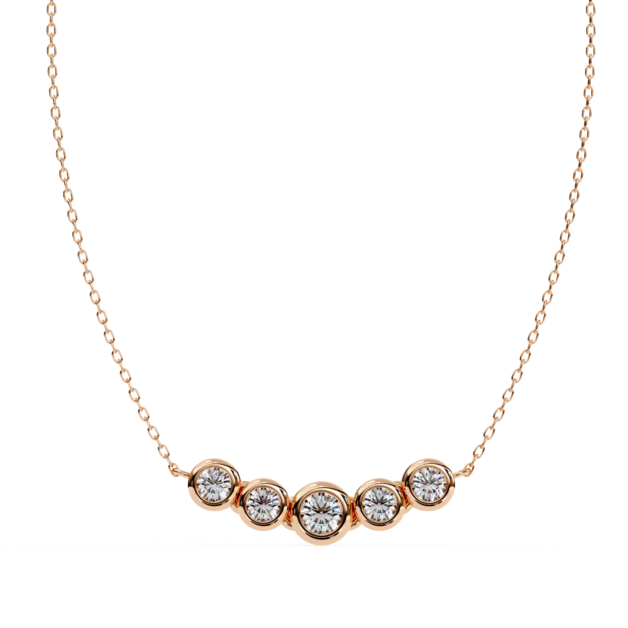 Gold Curved Diamond Bar Necklace