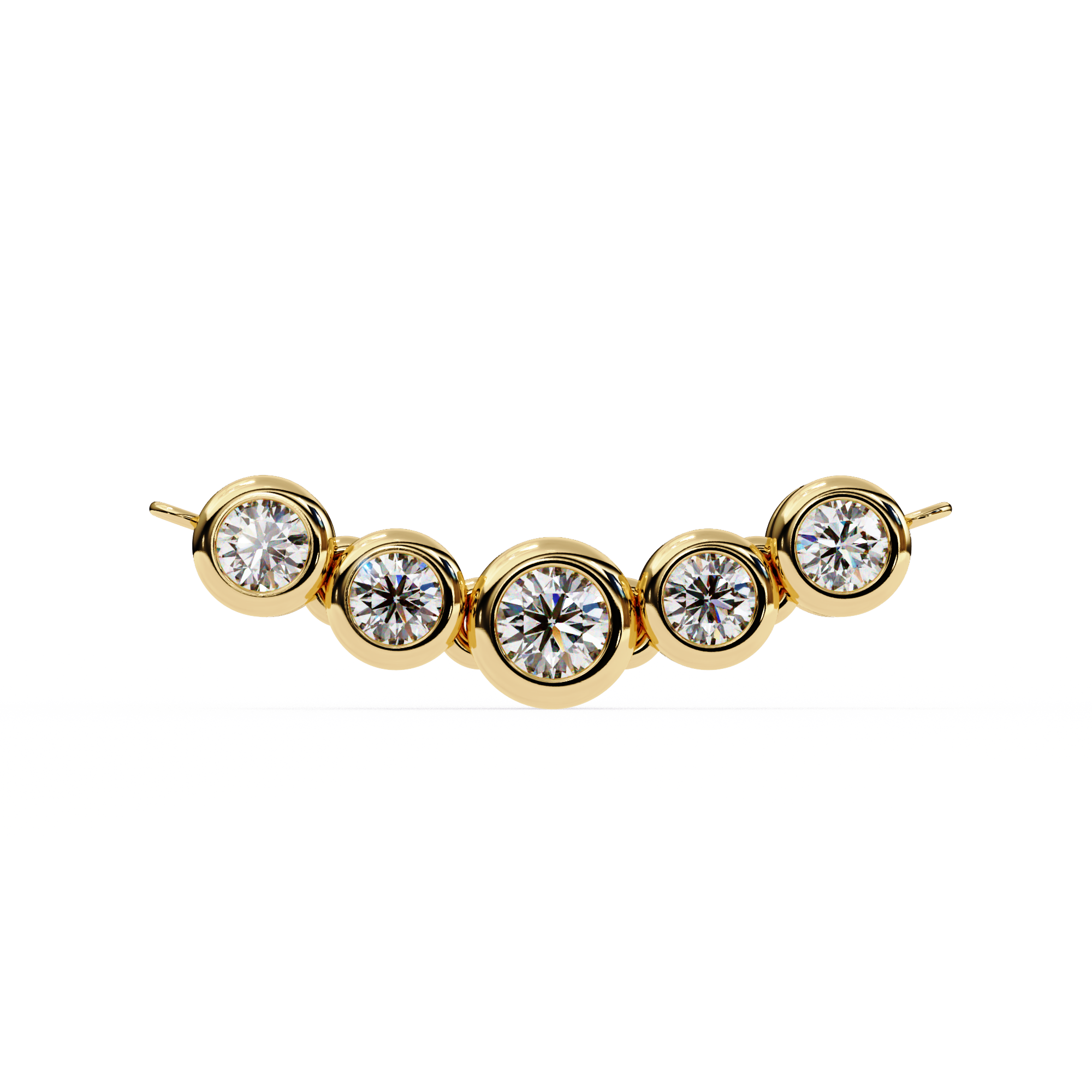Gold Curved Diamond Bar Necklace