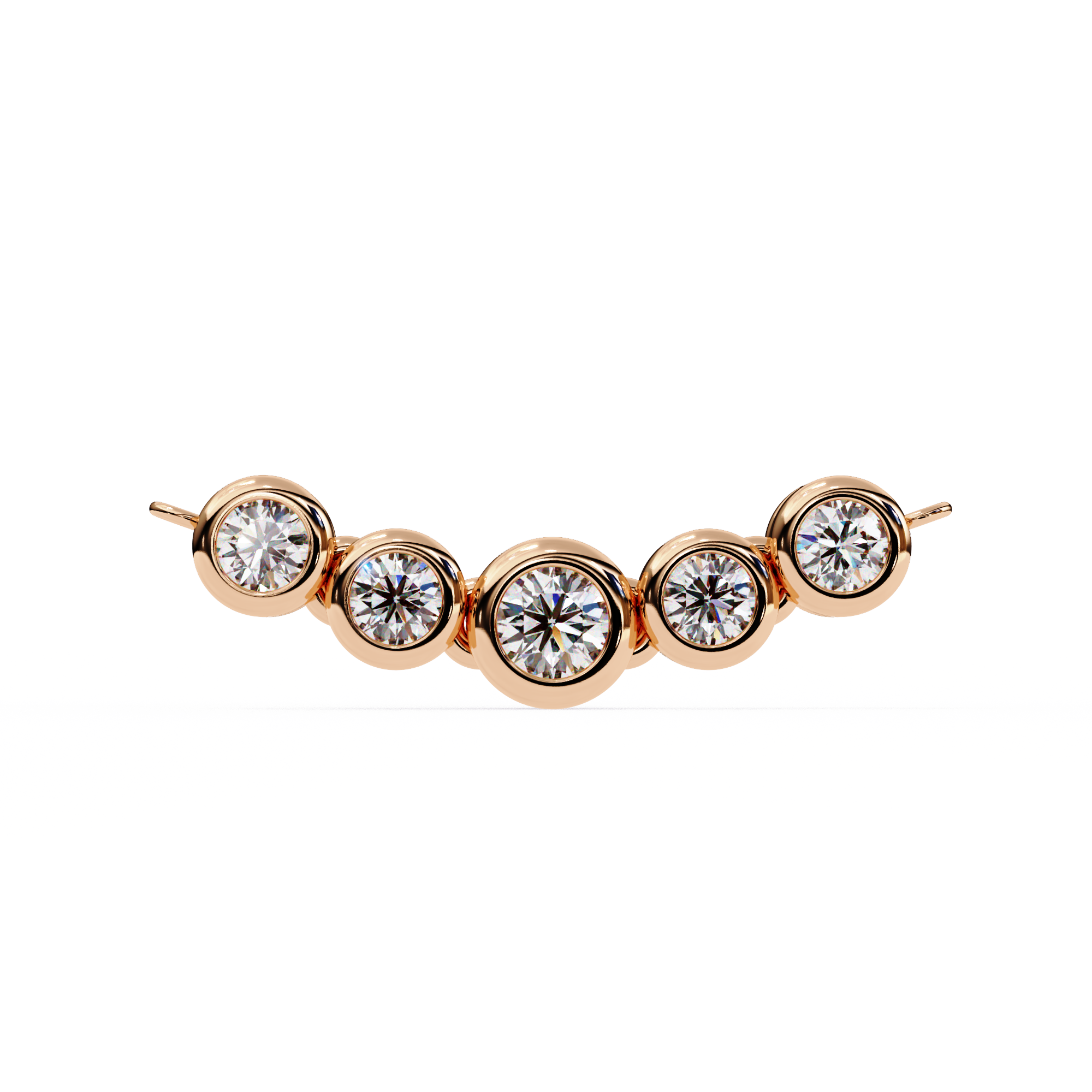 Gold Curved Diamond Bar Necklace