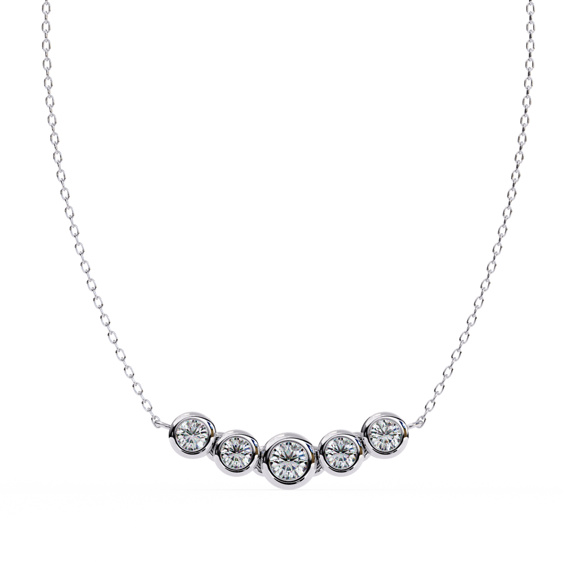 Gold Curved Lab Grown Diamond Bar Necklace