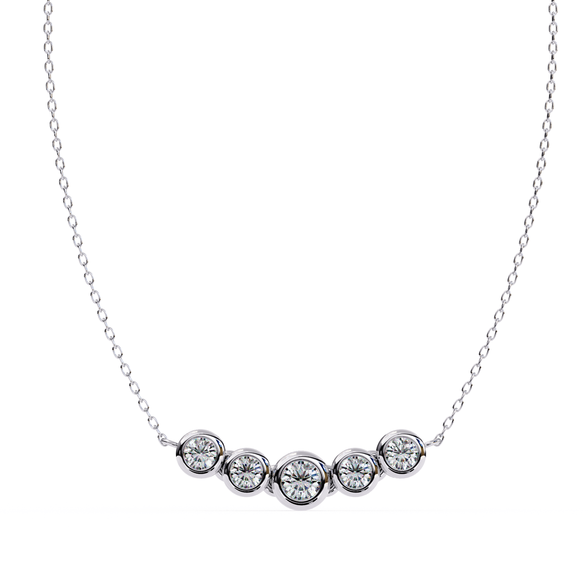 Gold Curved Diamond Bar Necklace
