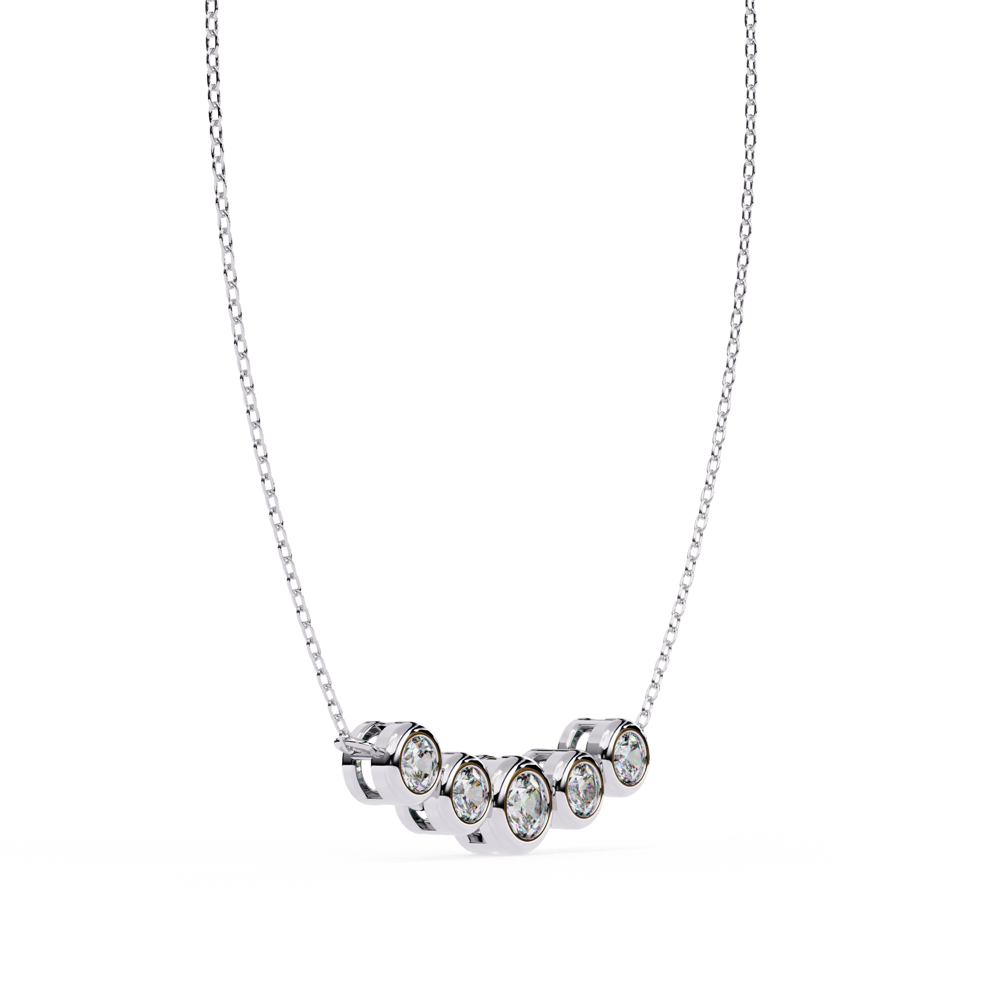Gold Curved Diamond Bar Necklace