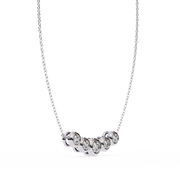 Gold Curved Lab Grown Diamond Bar Necklace