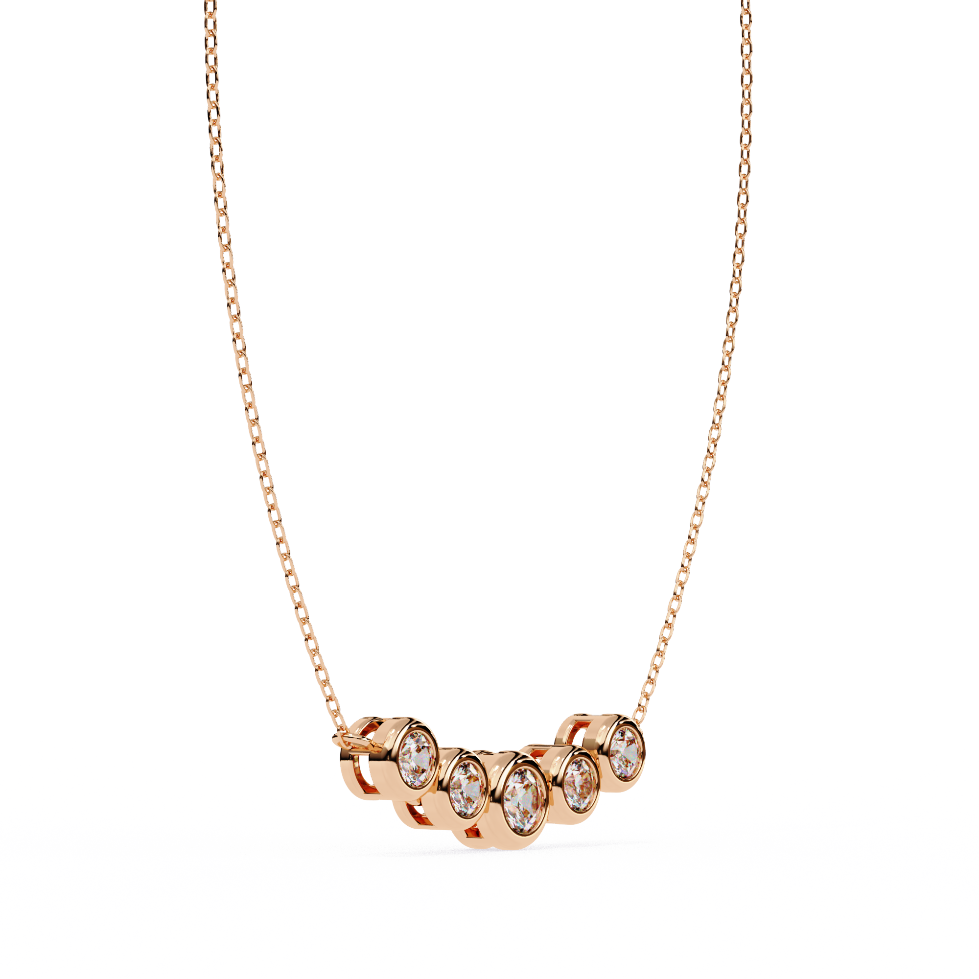 Gold Curved Diamond Bar Necklace