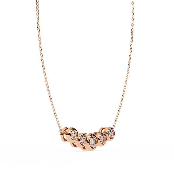 Gold Curved Lab Grown Diamond Bar Necklace