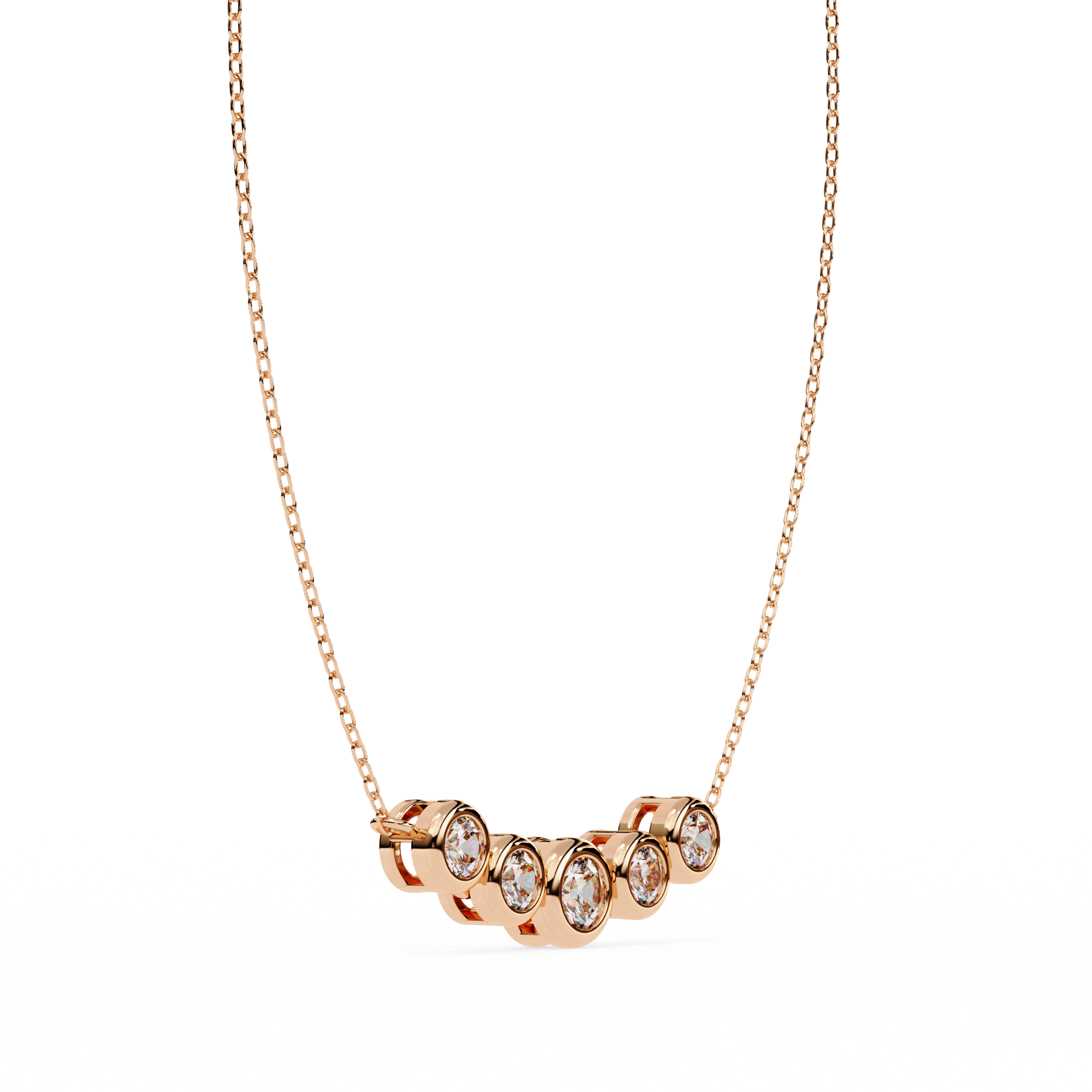Gold Curved Diamond Bar Necklace
