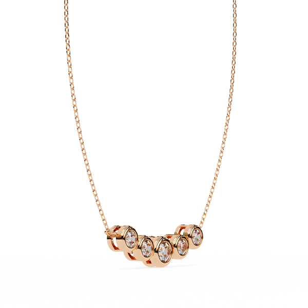 Gold Curved Lab Grown Diamond Bar Necklace