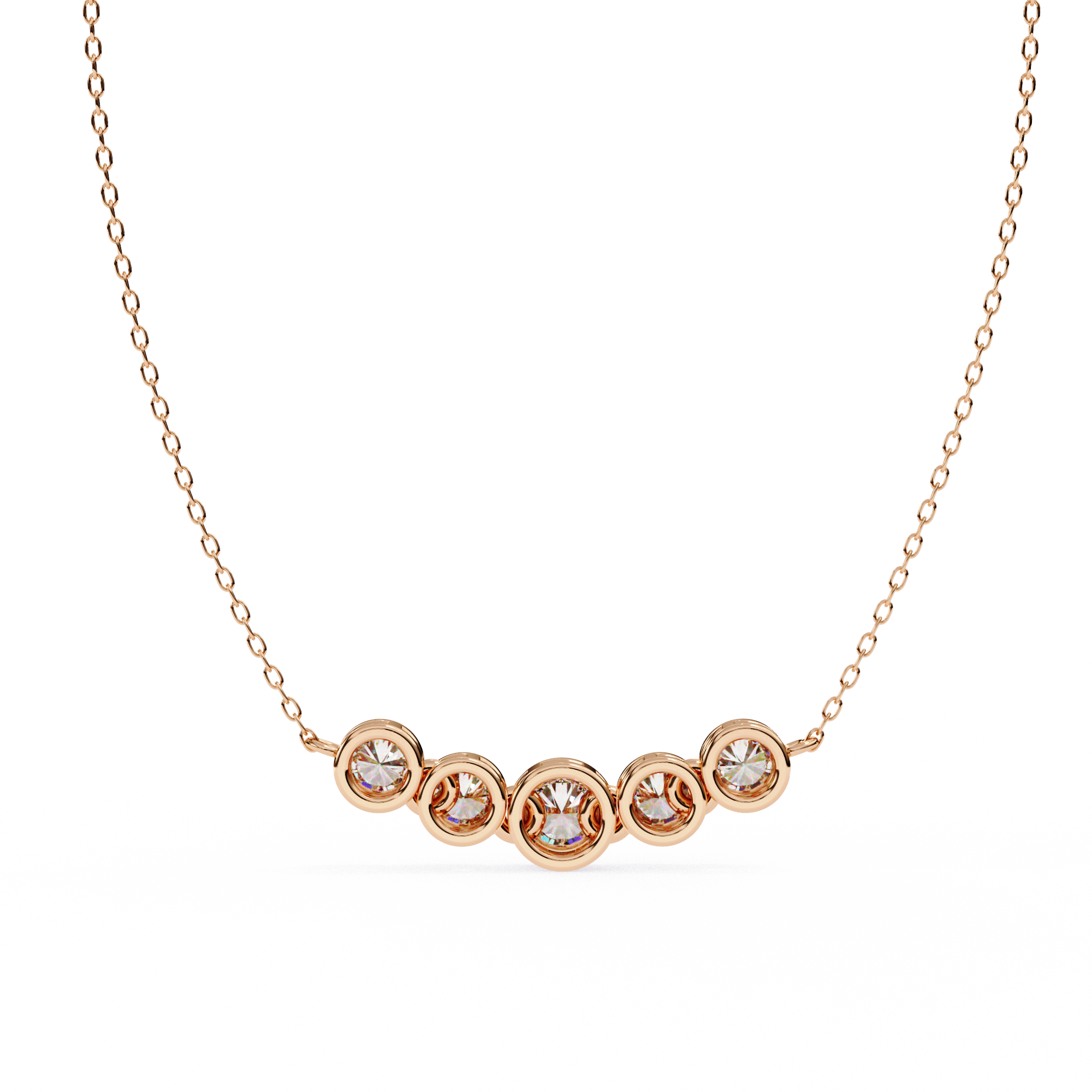 Gold Curved Diamond Bar Necklace