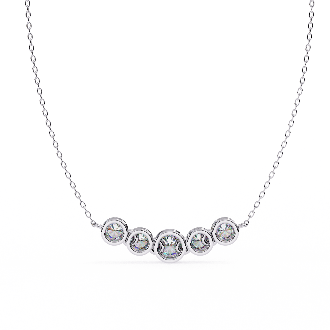 Gold Curved Diamond Bar Necklace
